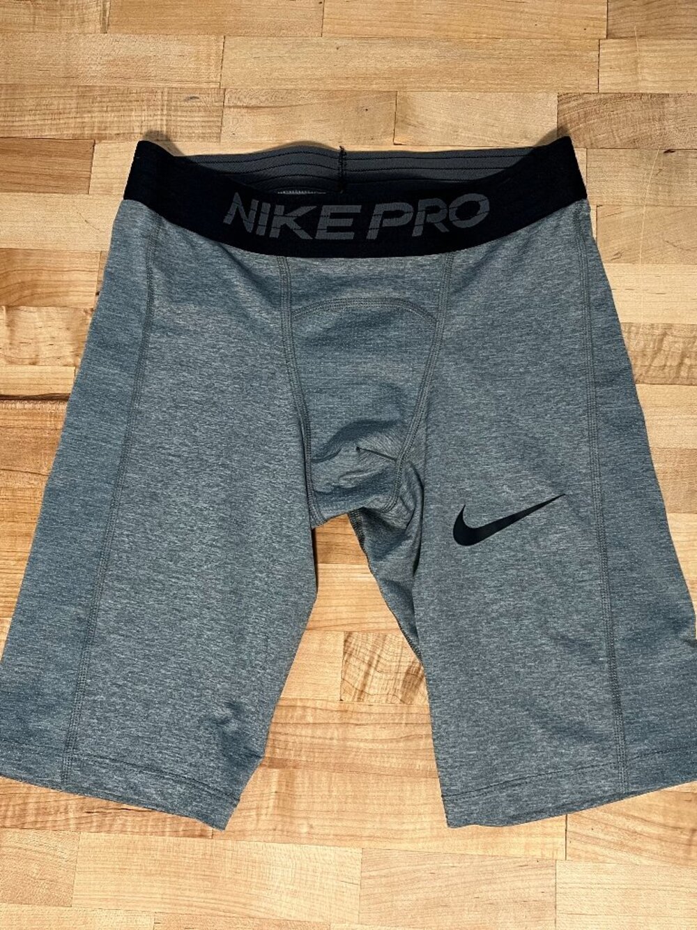 Men's Small Nike Pro Dri Fit Long Compression Shorts Heather Gray